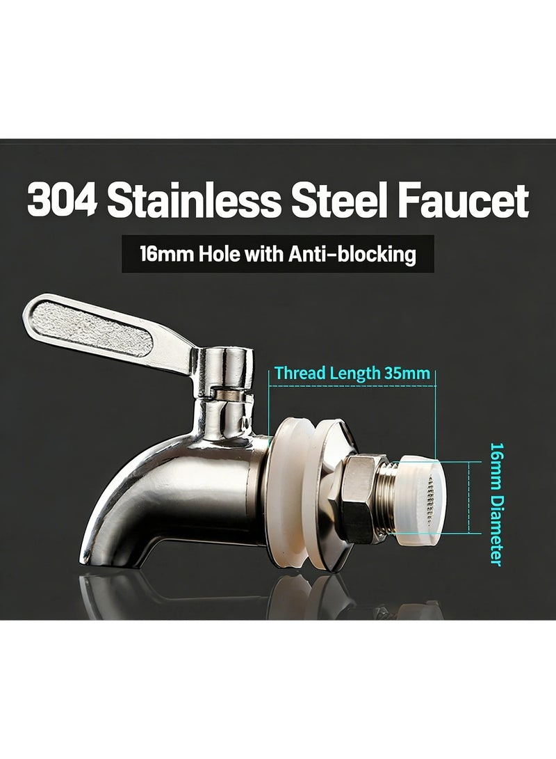 6L Ribbed Glass Drink Dispenser with 304 Stainless Steel Spigot & Gold Stand - Leak-Proof Beverage Jar for Party - Image 3